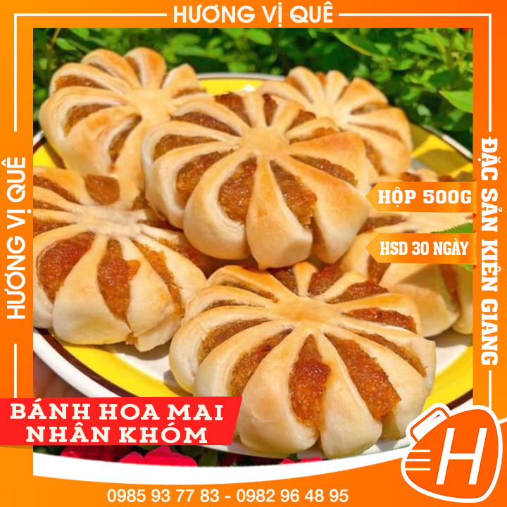 Bánh hoa mai nhân khóm - hộp 500g - đặc sản kiên giang