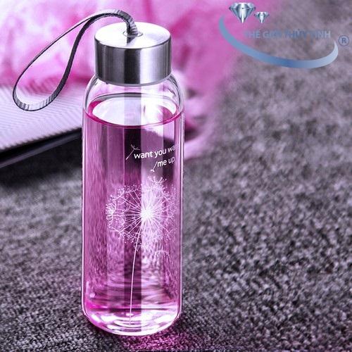 BÌNH THỦY TINH CÓ DÂY XÁCH NHIỀU MÀU 300ML