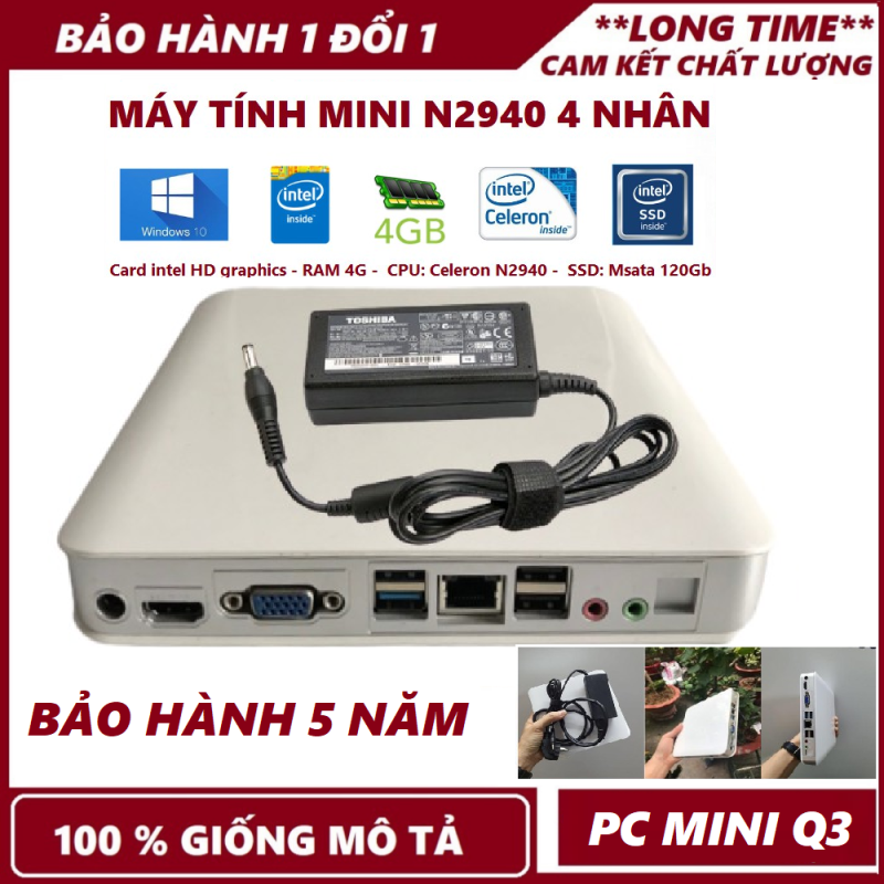 PC Mini Q3 Nhỏ Gọn- Mạnh Mẽ THẾ HỆ 4 N2940, N2930 RAM 4Gb SSD 120Gb - Bảo hành 12 tháng - [ ẢNH THẬT 100%]