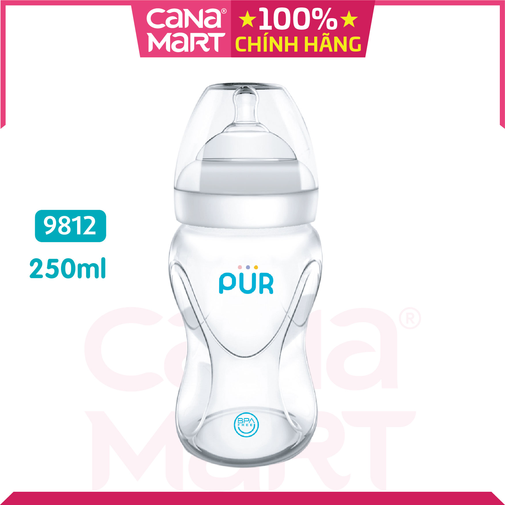 Bình sữa cổ rộng Milk Safe Pur 250ml không chứa BPA 9812