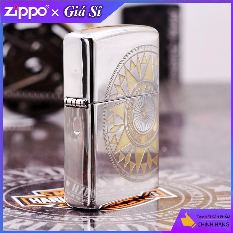 Bật lửa Zippo khắc La Bàn bản tiêu chuẩn mạ Chrome