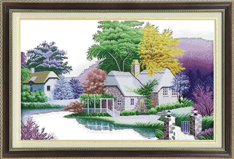 Tranh thêu chữ thập Phong Cảnh Nhà DLH-YF266