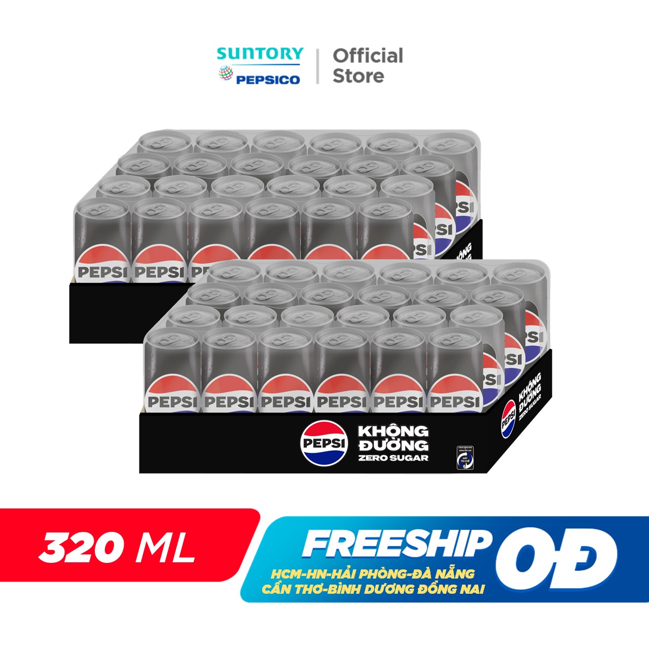 [Sale 25.10-Vc 12%] Combo of 2 Boxes of 24 Cans of Pepsi Zero Calories, Zero Sugar (320Ml/Can)