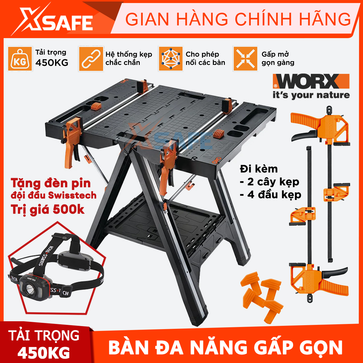 Worx wx051 multi-function folding table load up to 450kg easy to fold portable wide table top original easy to operate