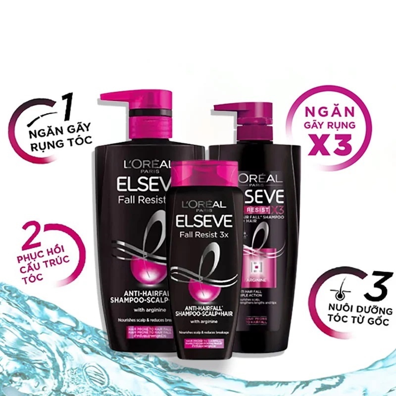 Combo L'Oreal Paris Elseve Fall Resist 3X Shampoo 620ml & Conditoner 280ml