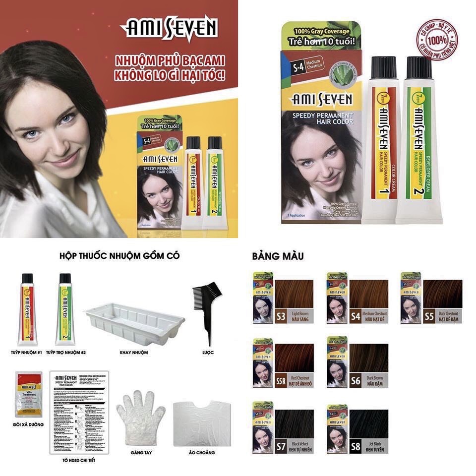 THUỐC NHUỘM PHỦ BẠC THẢO DƯỢC AMI SEVEN HÀN QUỐC