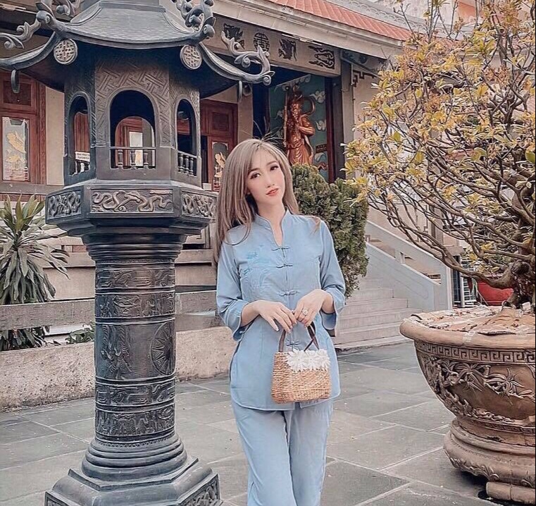 [HCM]SET ĐỒ LAM ĐI CHÙA THÊU HOA CAO CẤP