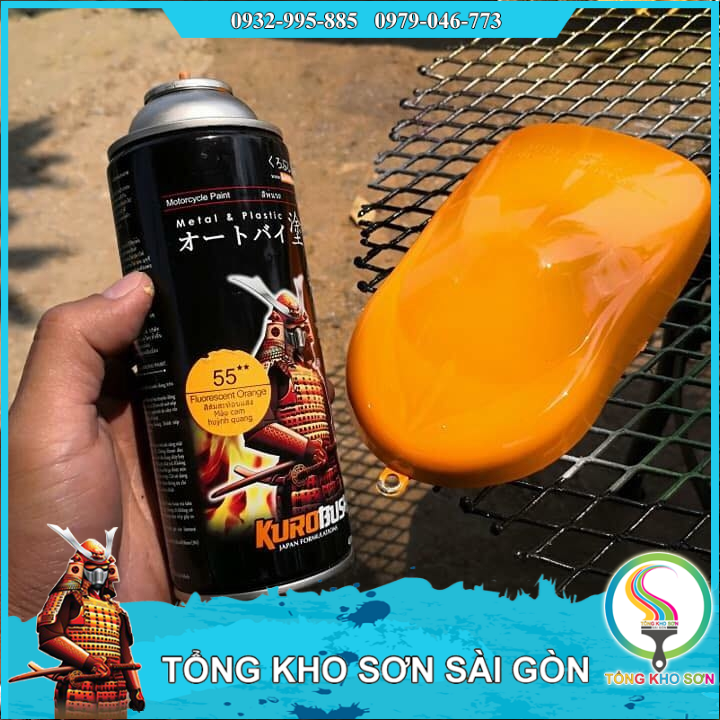 Chai sơn xịt màu cam huỳnh quang 55 Samurai