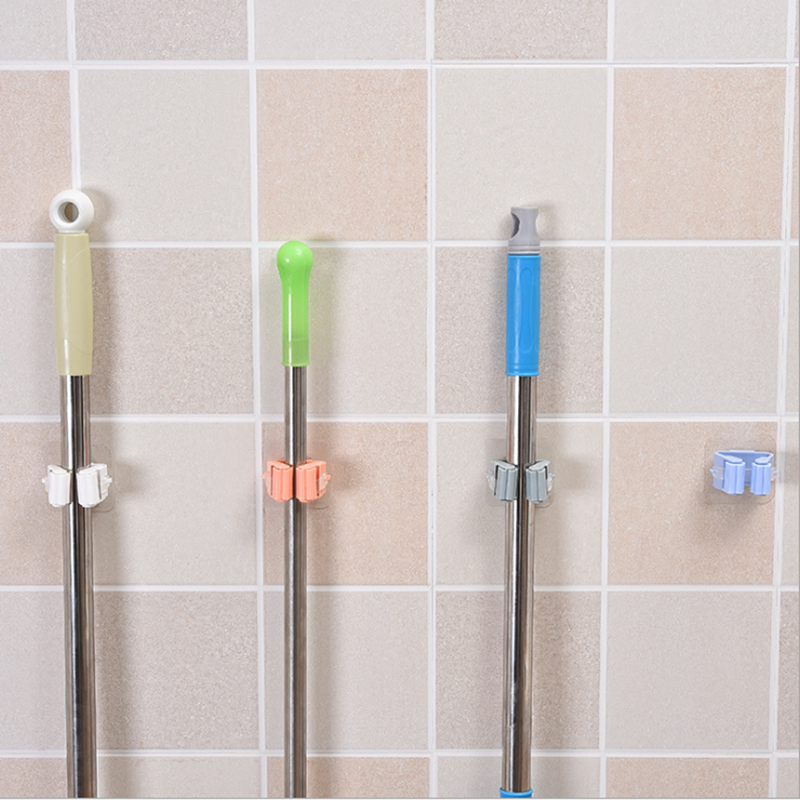 Móc Dán Tường Kẹp Giữ Cây Lau Nhà - Móc Treo Chổi, Vòi Nước Gắn Tường Tiết Kiệm Không Gian