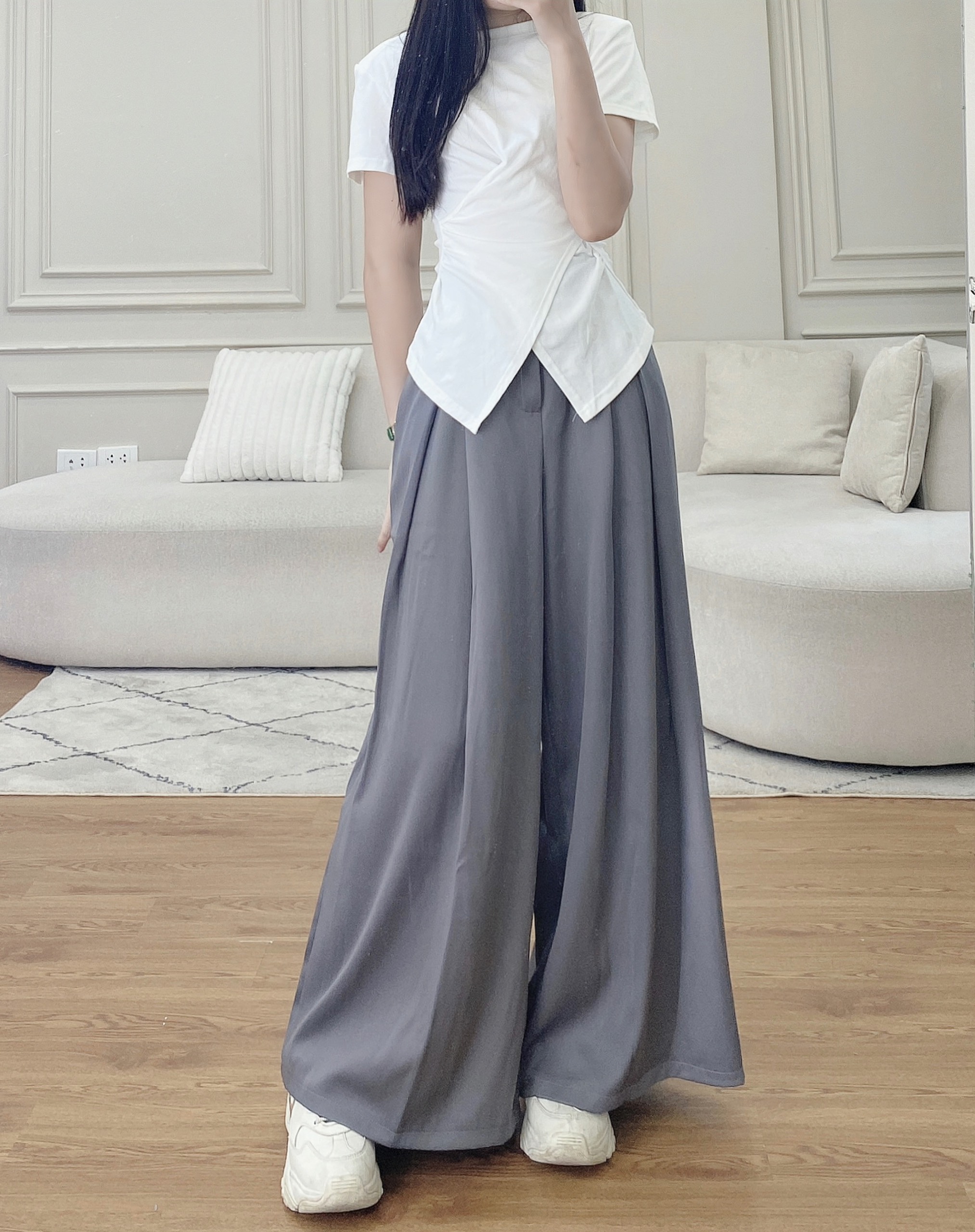 Quần ống rộng nữ xếp ly- 247storefashion - quan0038/p12k7