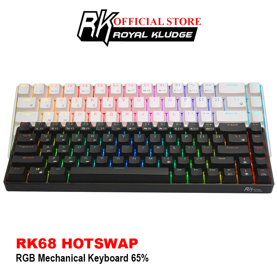 NEW 2021 HOTSWAP RK68 - Bàn phím cơ không dây mini Royal Kludge RK68 65% Nhỏ Gọn kết nối Bluetooth 5.0, USB 2.4G và Type C dành cho laptop, máy tính, điện thoại gọn nhẹ - Hãng phâ phối chính thức