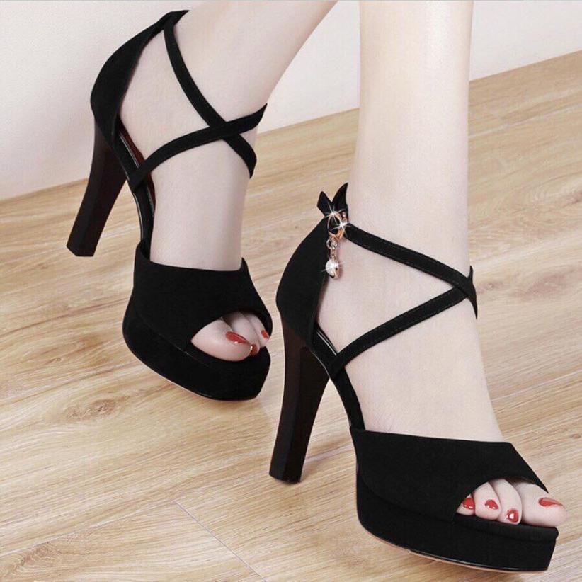 Sandal đúp 10cm 2 dây chéo giá rẻ