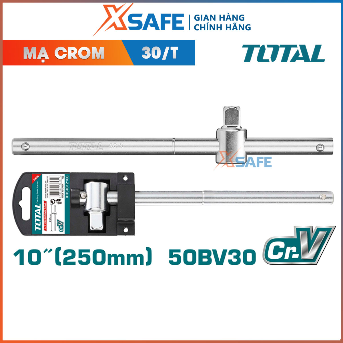 Slider T 1/2 inch total THTSTB12106 slider Dr letter T Long 10 inch (250mm) made from steel CRV high quality 50bv30, high heat-resistant, be chromed distribution genuine xsafe