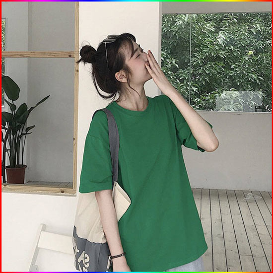 Áo thun cổ tròn tay lỡ