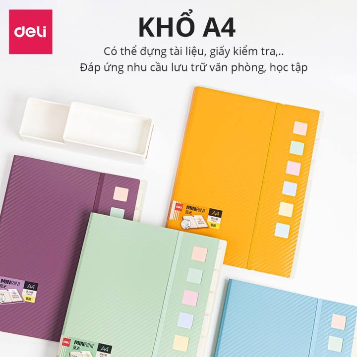 File lá văn phòng A4 Deli - 20/30/40/60 lá - chất liệu PP cao cấp - Nhiều màu - PQ601/PQ602 - Hình ảnh 6