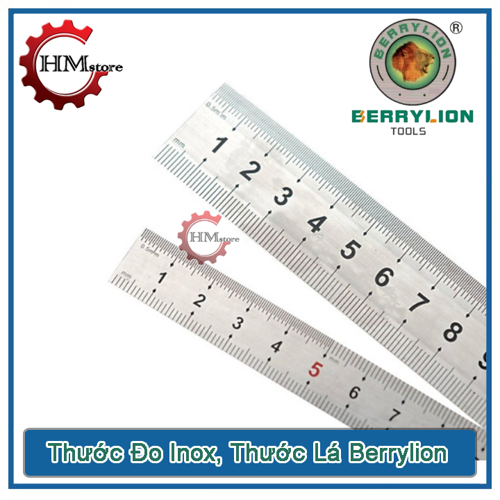 Thước lá đo BerryLion - Thước lá 30cm, thước 50cm, thước lá inox 60cm, thước lá 1 mét - Thước đo, thước lá đo - Thương hiệu Sư Tử - HẢI MY STORE