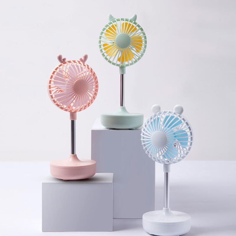 Quạt tích điện cute USB mini fan 3 tốc độ gió siêu mát, quạt để bàn tích điện