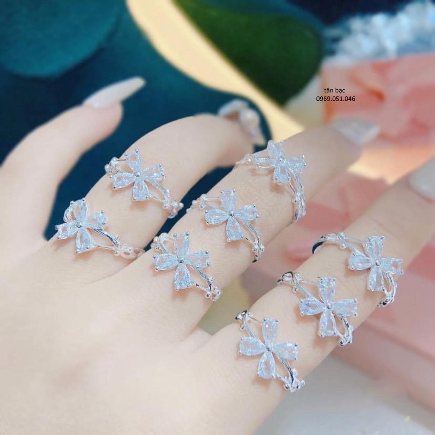 Nhẫn bạc 925 , đính đá carbant cao cấp , bạc sáng đẹp