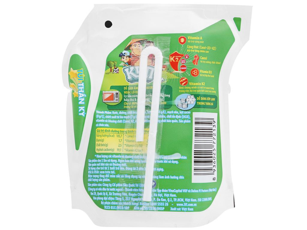 (HSD T3-2025) Thùng 24 Túi Thức Uống Dinh Dưỡng Socola Lúa Mạch LiF Kun 110ml.