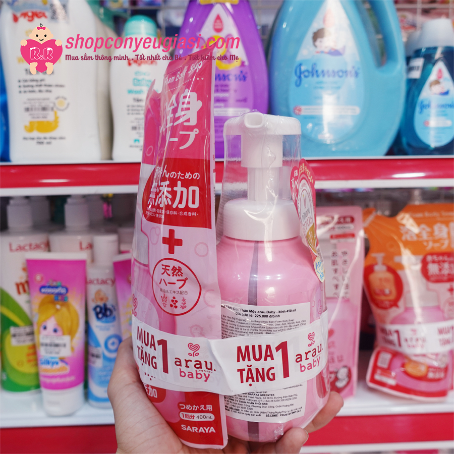 Bọt Tắm Arau Baby (chai 450ml+ túi bổ sung 400ml)