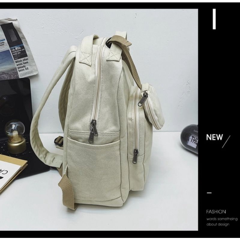 Balo Canvas Vintage Kèm Túi Mini Nhỏ