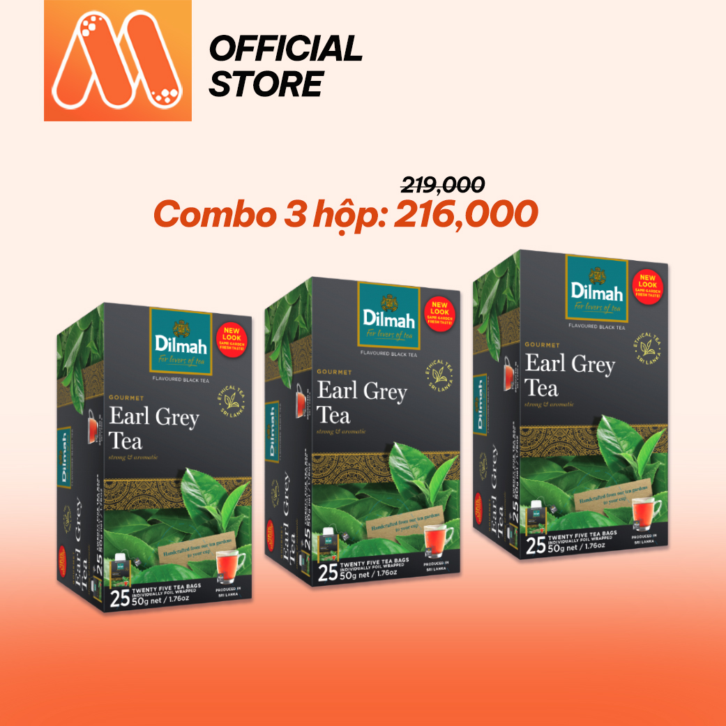 Combo 3 hộp Trà Dilmah Vị Bá Tước - Earl Grey 50g