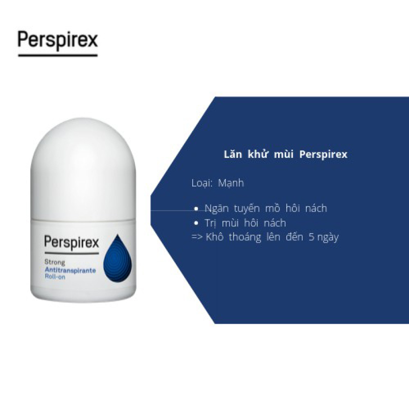 Lăn khử mùi Perspirex Strong Antiperspirant Roll on 20ml hỗ trợ ngăn mùi hôi nách nặng nhập khẩu