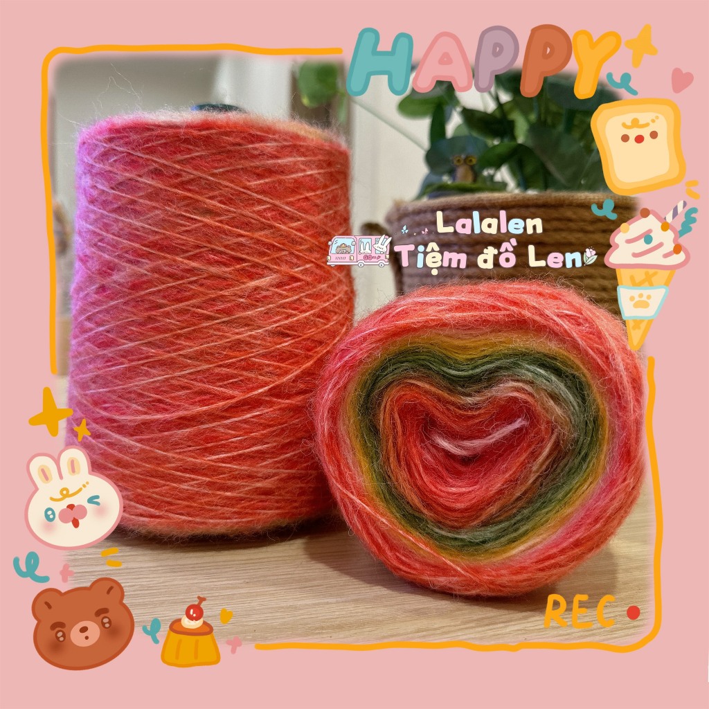 Len mohair loang cầu vồng - cuộn 50gr
