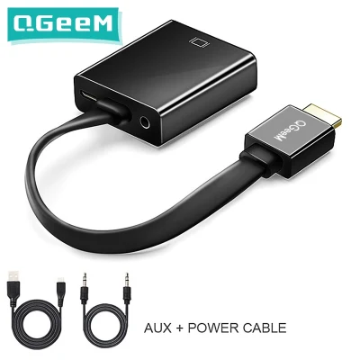 HDMI QGeeM HDMI to VGA Adapter Digital to Analog Video Audio Converter Cable HDMI VGA Connector for Xbox 360 PS4 PC Laptop TV Box