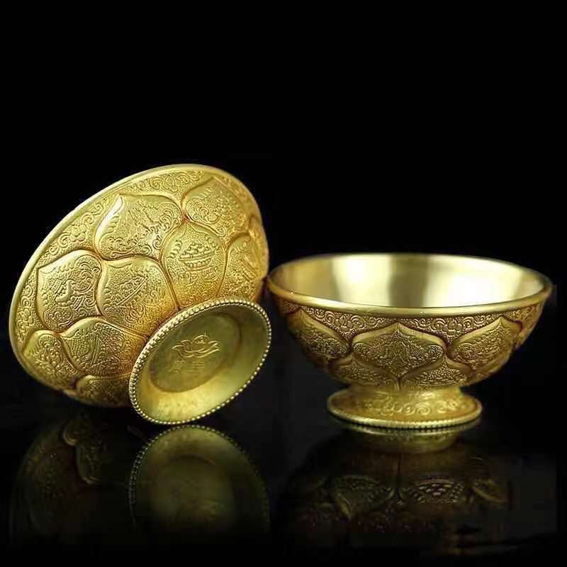 Chén đồng hoa sen 8 cát tường