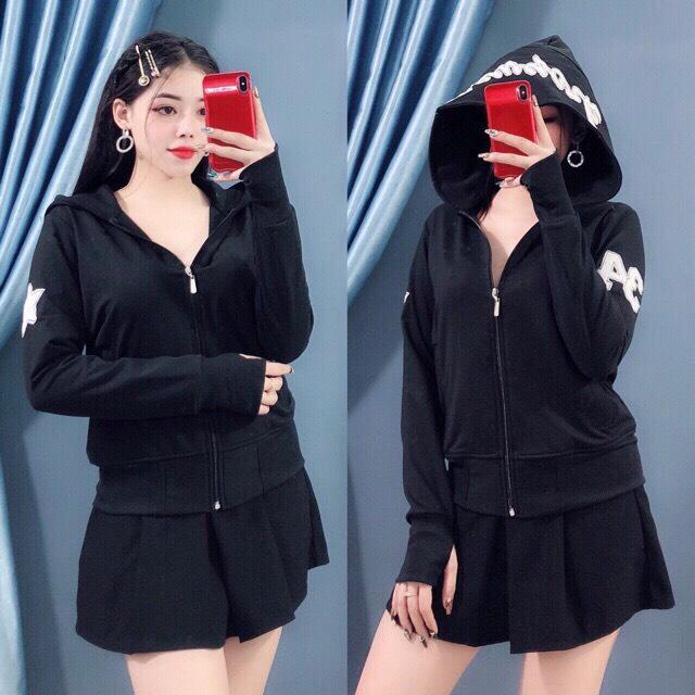Áo khoát nữ chất da cá thêu chữ