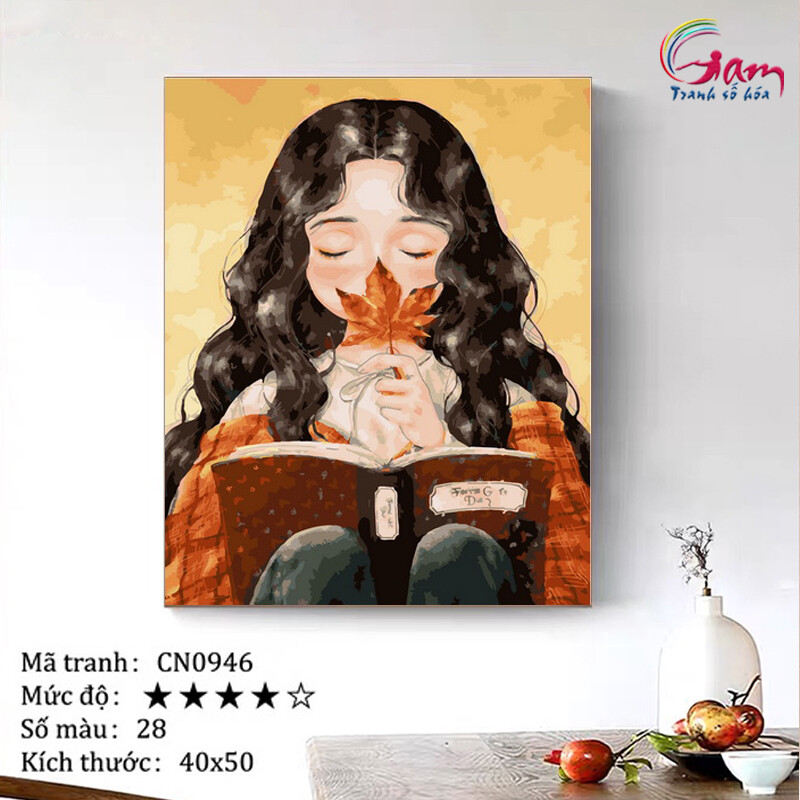Paint by numbers kit with frame for adults - No CN0946 Girl reading a book Painting For Home Wall Decor, New Hobby And Gift