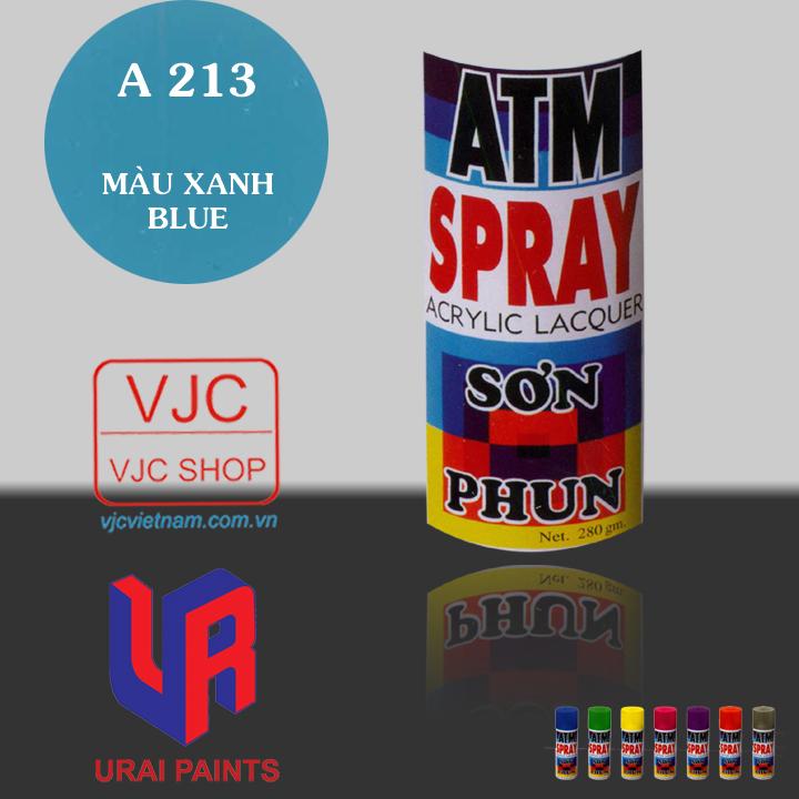 Chai sơn xịt sơn xe máy cao cấp ATM màu xanh nước biển A213 dung tích 400 ml