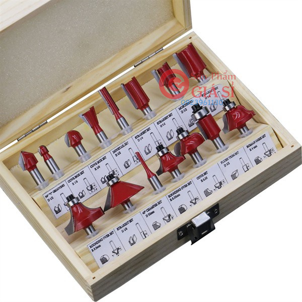 Bộ mũi phay gỗ cốt 6.35mm hoặc 12.7mm - bộ 15 mũi soi gô ỗ