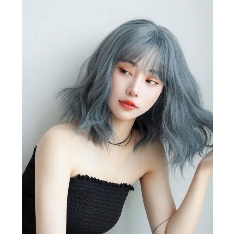 tóc giả xù xanh khói ❤️FREESHIP❤️ mã 3057