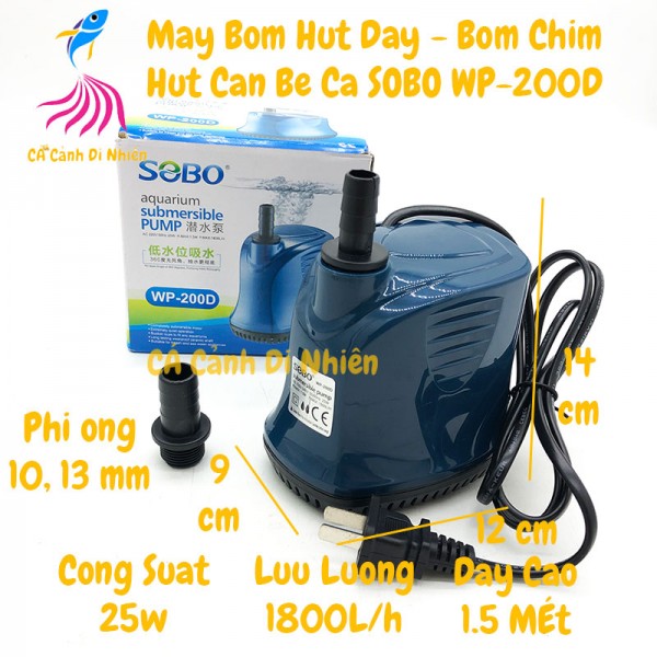 [Hoàn Tiền 10%]Combo Máy Bơm Chìm Sobo WP-200D dành cho hồ cá cảnh