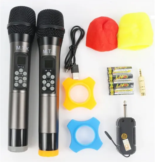 Micro không dây đa năng mtk 1a tiếng mic trong sáng hát nhẹ - micro đa năng giá rẻ - micro gia đình - micro dánh cho loa xáhch tay - chỉnh được bass treble echo volume ngày trên mic, màn hình led sắc nét - micro không dây chống hú ( bh 12 t
