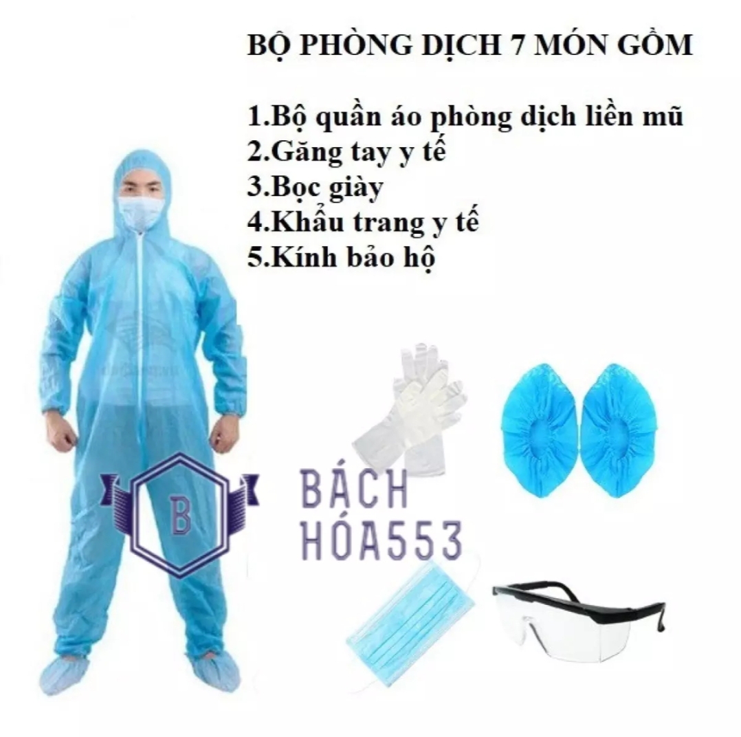 (Sét 7 Món) Bộ Đồ Phòng Chống Dịch Covid Bảo Hộ Y Tế