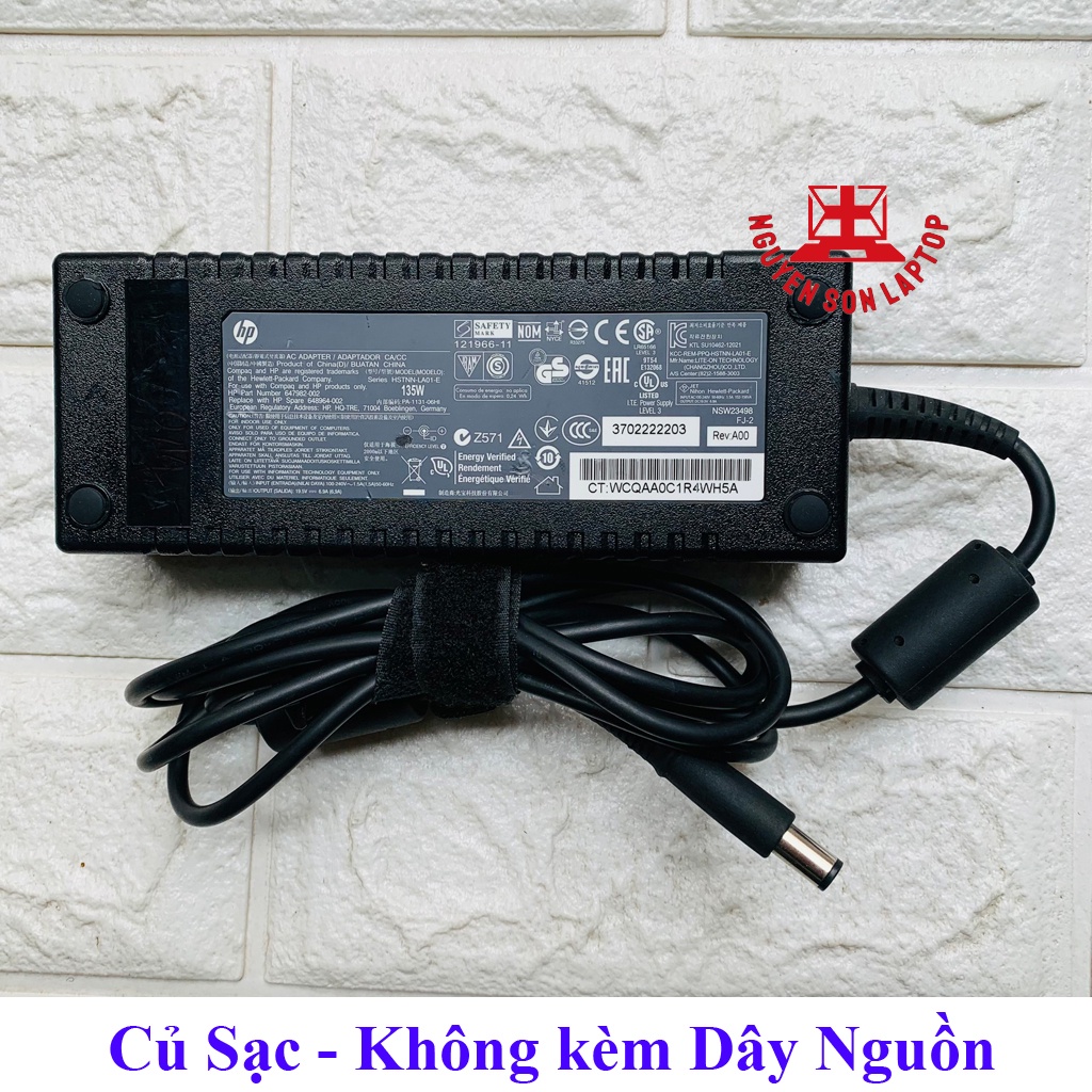 Sạc laptop hp 19.5v - 6.9a - 135w elitebook 8560w 8570w 8540w 8530w 8530p 8540p 8560p 8570p chân to hàng zin theo máy