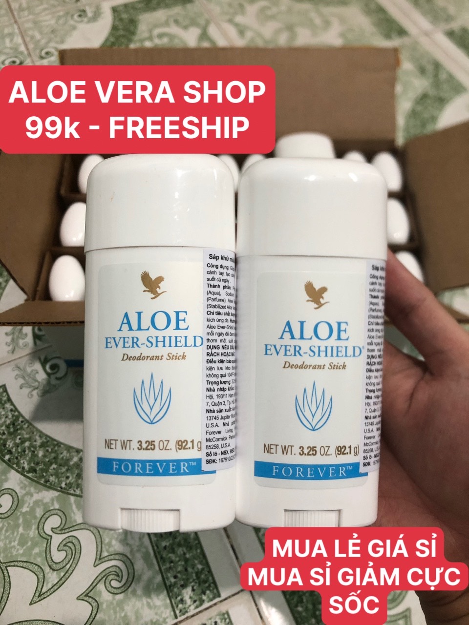 Combo of 2 bottles of aloe ever shield - natural aloe vera deodorant 067flp - 067forever - 067lohoi