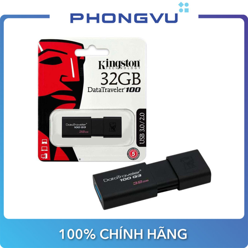 Bảng giá USB Kingston DT100G3 32GB/64GB/128GB - Bảo hành 5 năm Phong Vũ
