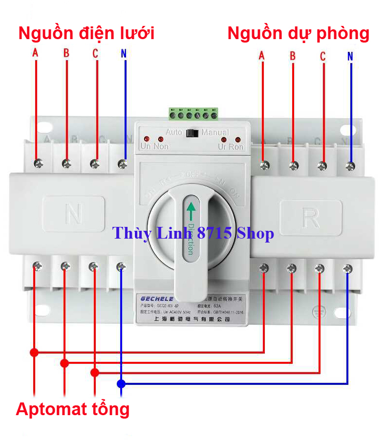 Bộ chuyển nguồn điện tự động ATS 3 Pha 4 dây 63A 380V , cầu dao đảo chiều 3 pha 380v