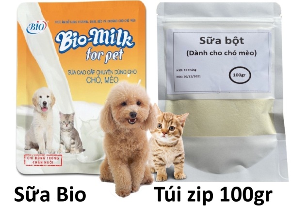 Hanpet-  Sữa dinh dưỡng cho chó mèo Bio Milk gói 100g hàm lượng dinh dưỡng đậm đặc, dễ tiêu hoá và hấp thu