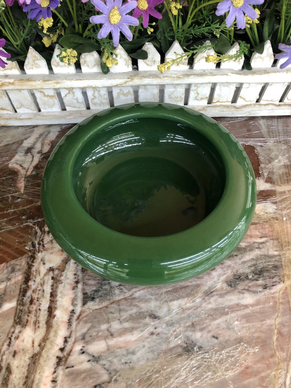 Bát nước minh đường tụ thủy, bát thả hoa thần tài đá ngọc cẩm thạch - Đường kính 18 cm