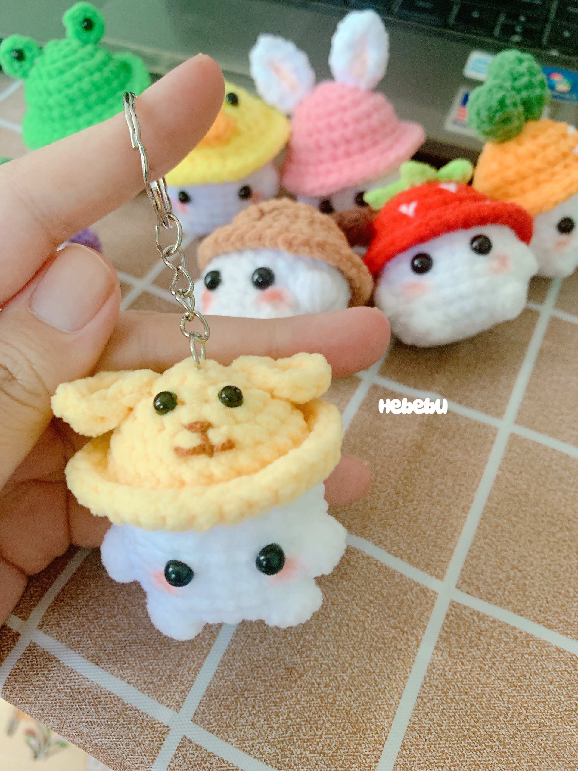 Móc khoá len bé nấm handmade đáng yêu hebebu