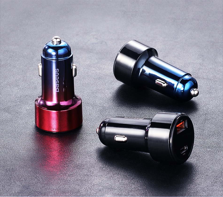 Tẩu Sạc Nhanh 45W Sạc Trên Oto Chính Hãng Baseus, 2 Cổng Ra Type A + Type C, Có Mà Hình Led Hiểm Thị, Tẩu Sạc Trên Xe Hơi. BH 6 Tháng
