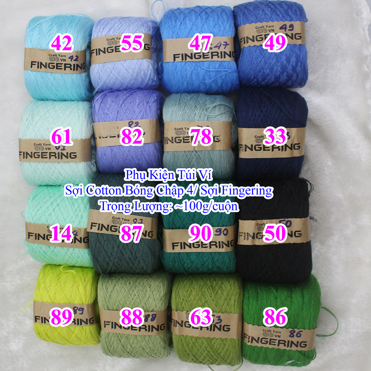 Cotton Yarn 4/ Fingering Yarn for Handmade Items (01-95)