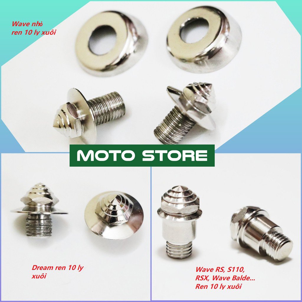 Ốc chân gương Salaya ren xuôi 10 ly inox gắn Wave Dream