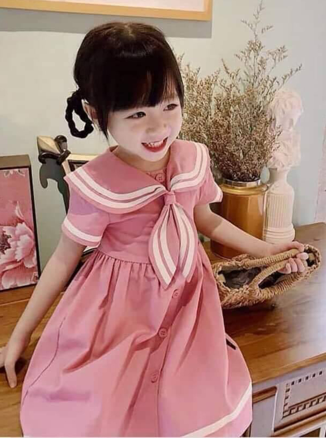 Rập Giấy 30048 - Đầm cổ Thủy thủ thắt nơ