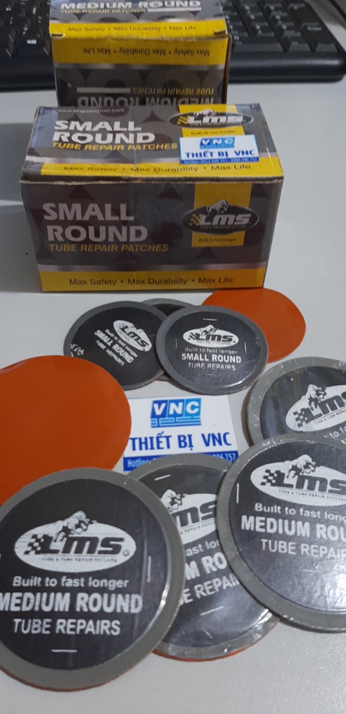 Combo 2 hộp miếng vá săm lốp LMS Ấn Độ TC45 (45mm), TC60 (60mm)